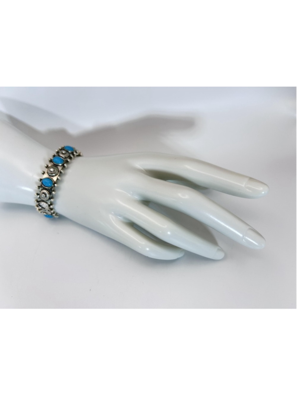 Bracelet Silver Tone Turquoise Cuff Western Concho‎ Oval Stone Jewelry Boho